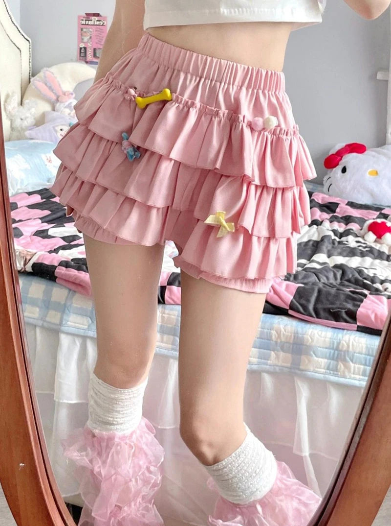 Bow & Ruffle High-Waist A-Line Mini Skirt