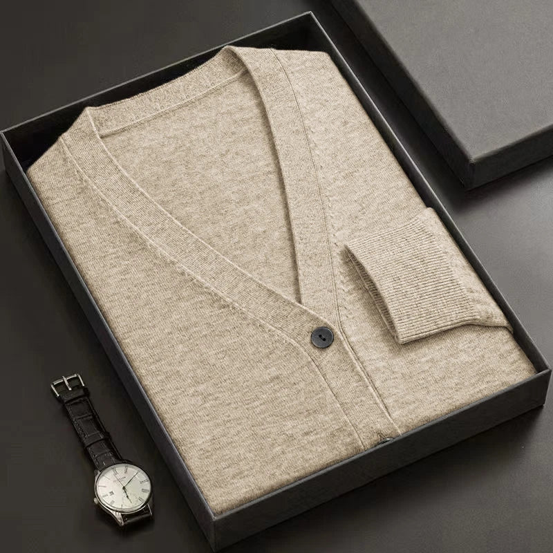 Men's Premium V-Neck Button-Down Cardigan Sweater