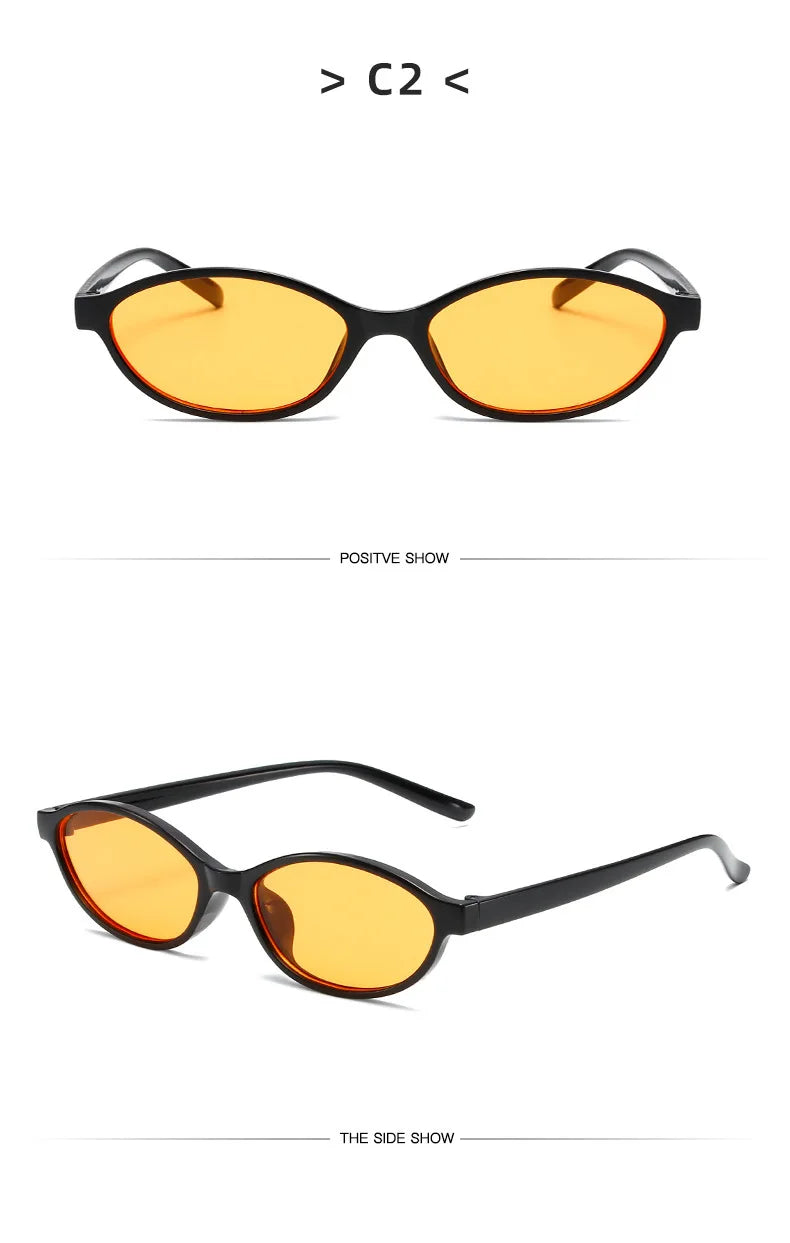 Vintage Small Frame Oval Sunglasses – Black Round Designer Style, Unisex Cool Eyewear for Men & Women, Fashion Circular UV Sun Glasses