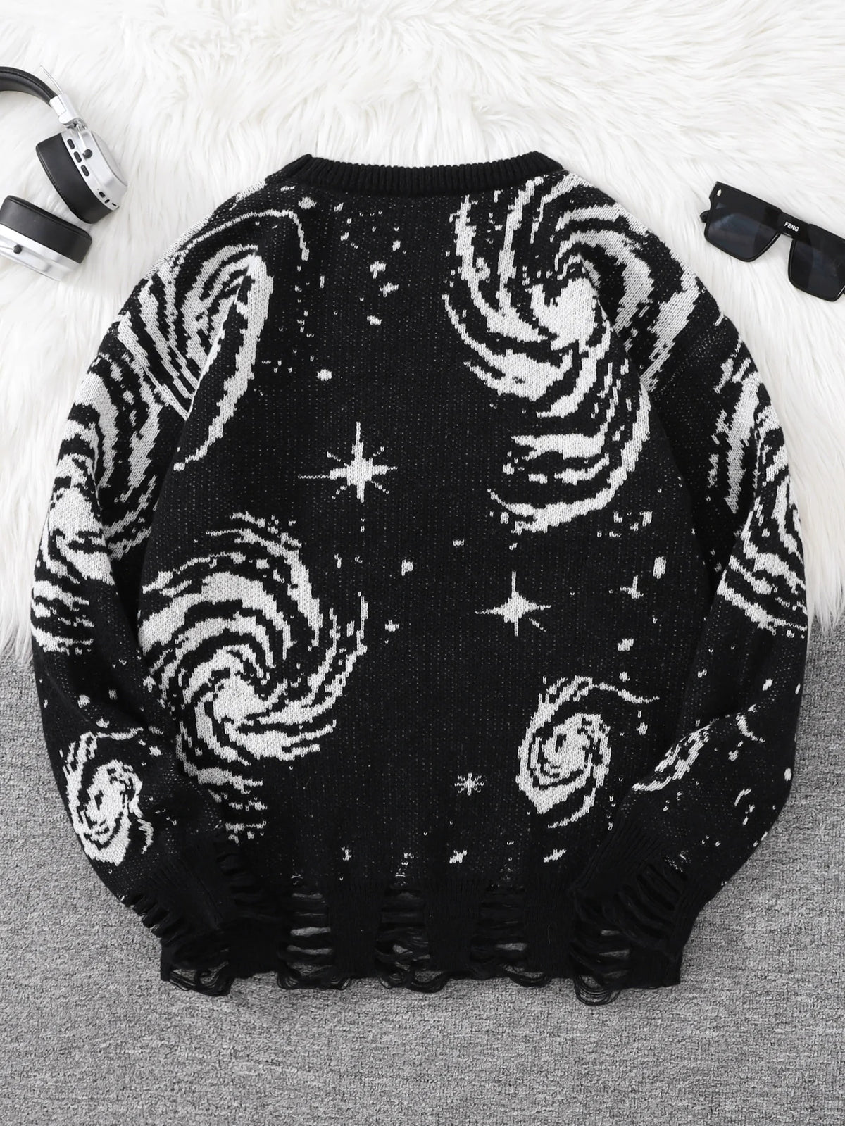 Men's Abstract Star Knit Crew Neck Sweater