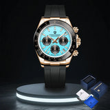 PAGANI DESIGN New Gold Blue Luxury Quartz Watch For Men Gift Box VK63 Movt Chronograph Sapphire Crystal Stainless Steel Watch
