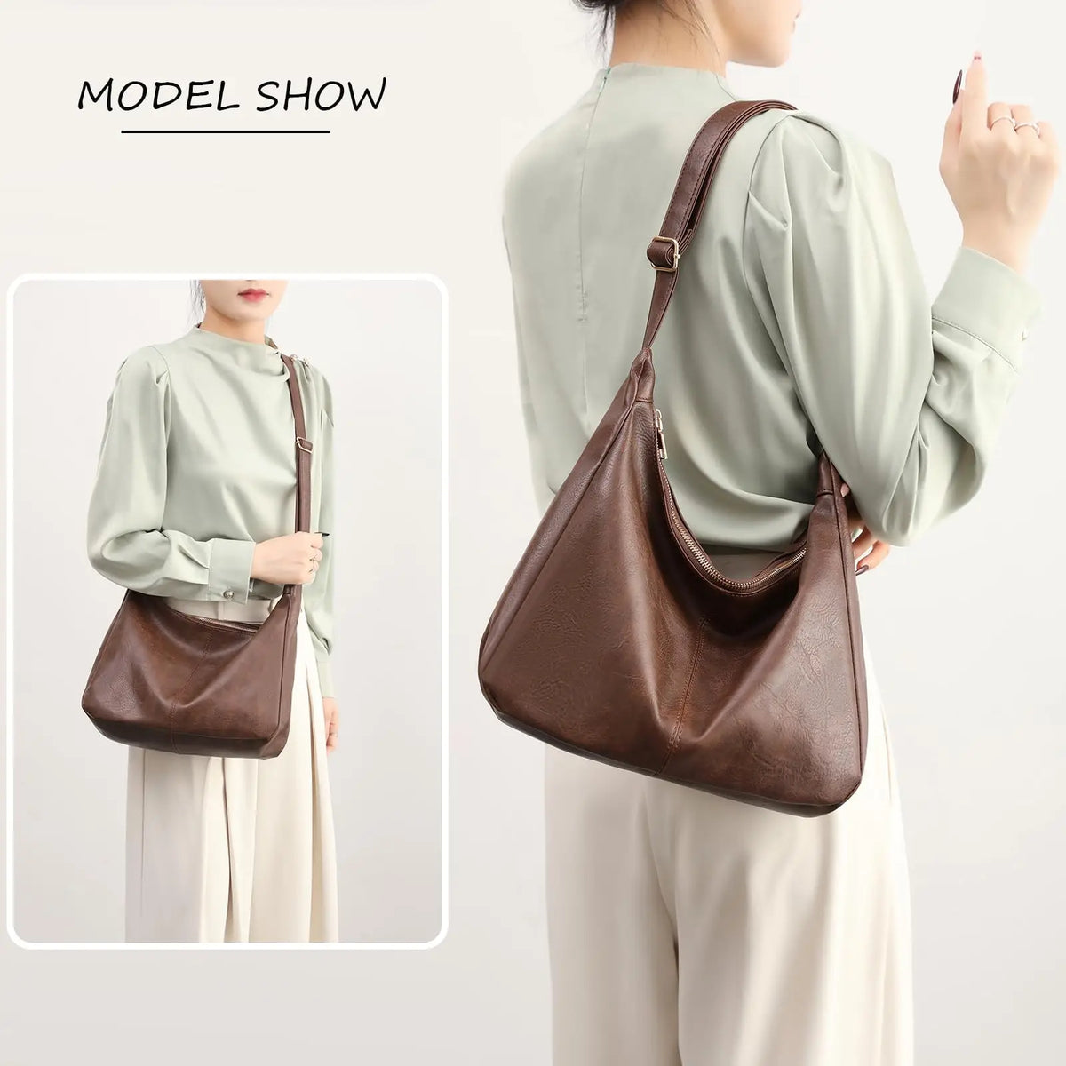 Hobo Shoulder Bags for Women Soft Vegan Leather Shoulder Handbag Versatile Large Capacity Tote Underarm Shoulder Bag Purses ﻿