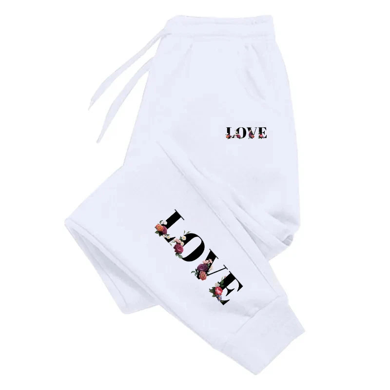 Women's LOVE Print Joggers with Pockets
