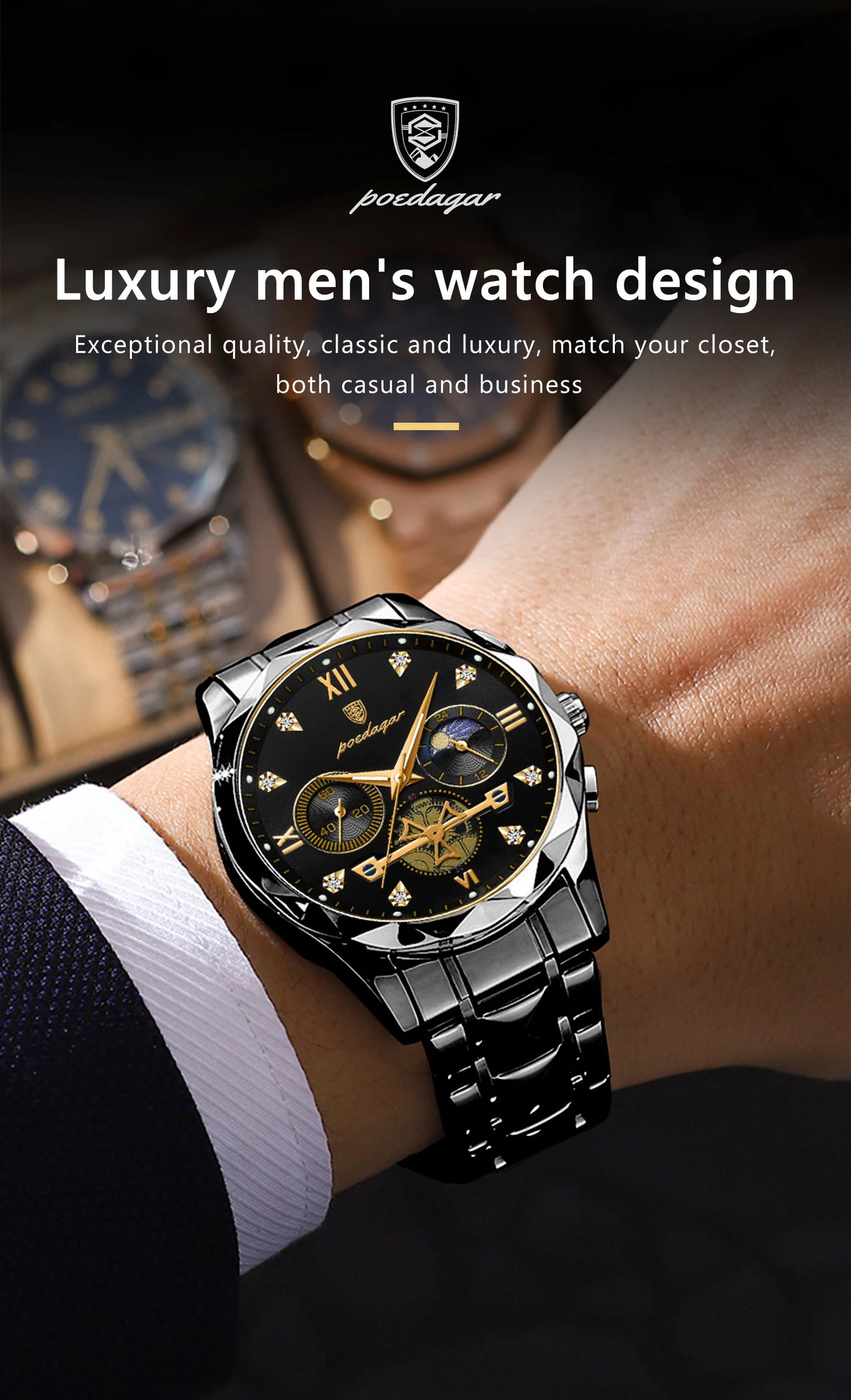 POEDAGAR 996 Men's Luxury Chronograph Watch