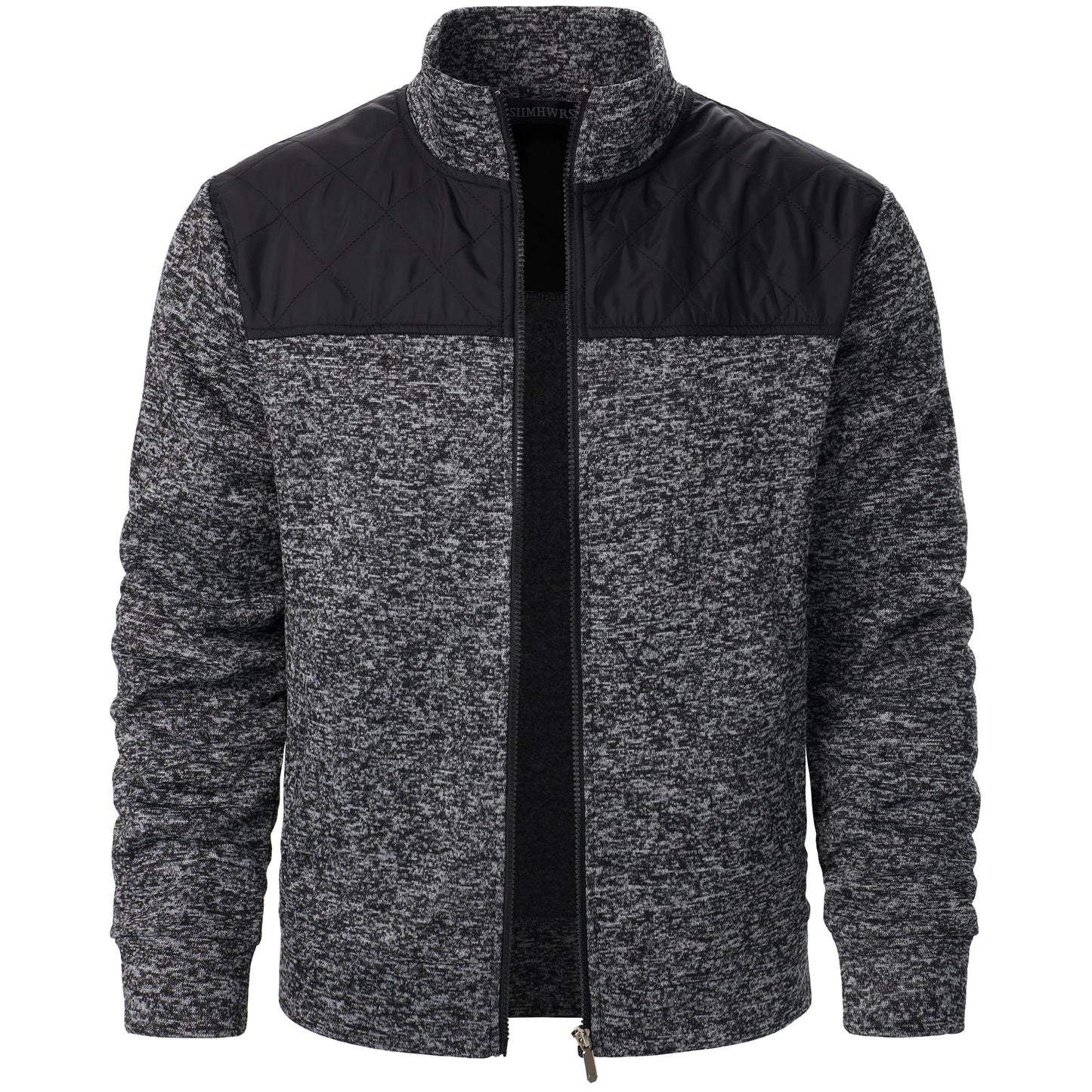 Men's Autumn/Winter Zip-Up Knit Jacket – Striped Check Stand Collar Sweater Coat