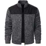 Men's Autumn/Winter Zip-Up Knit Jacket – Striped Check Stand Collar Sweater Coat