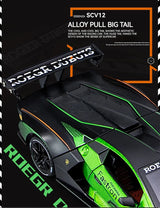 1:24 Scale Lamborghini SCV12 Diecast Car Model with Sound and Light Effects, Spring-Loaded Action