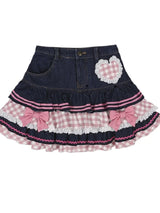 Sweet Lolita Denim Ball Gown Mini Skirt – Kawaii Lace