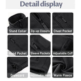 TACVASEN Men's Fleece Jacket Soft Warmth Windproof Full Zip Up Coat Multiple Zipper Pockets Hiking Working Outdoors Windbreaker