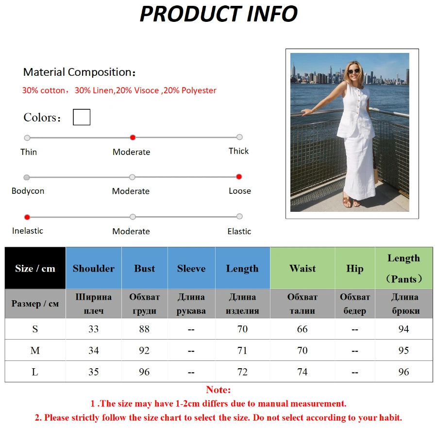 Bornladies Women's Sleeveless Vest High Waisted Skirt Set Spring Summer New Linen Casual Suit Fashion Office Lady Vest Set