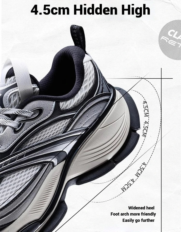 Xtep Basque 2 Casual Shoes for Men Height-increasing Mesh Cushioning Retro Millennium Daddy Female Shoes 875219320012