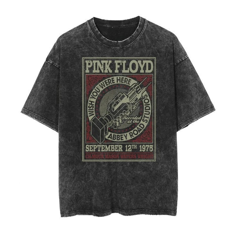 Floyd Rock Pink Delayed Washed  New Arrival Mens Clothes Tee Shirt Homme Graphic T-Shirts Men Tshirt for Men Ropa Hombre