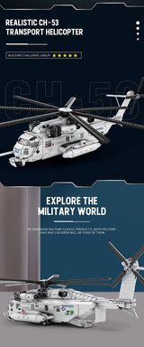 CH-53E Transport Helicopter Building Blocks Army Plane Military Fighter Model Assembly Bricks Desktop Ornaments Toy Holiday Gift
