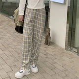 Plaid Plush Wide-Leg Trousers