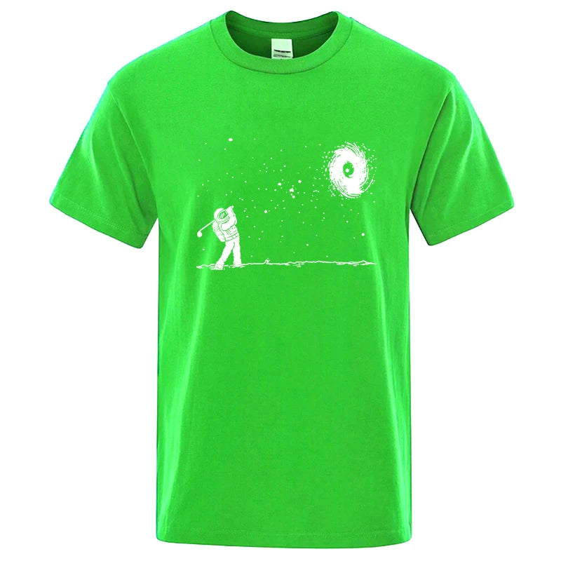 Men's High Quality Cotton Blend Funny Astronaut Print Summer T Shirt Loose O-neck Men Tshirt Short Sleeve T-shirt Male Tees Tops