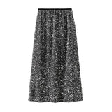 High Waisted Sequin Maxi Skirt Women Elegant Shiny Straight Skirts With Slit Summer Spring Black Long Sequin Skirt For Women