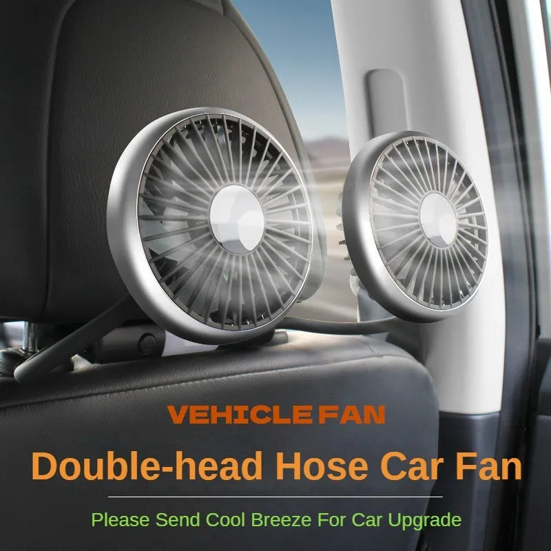 360° Dual Head Car Seat Fan with LED & 3-Speed Control