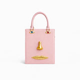 Face Bag Women High Quality Black Leather Luxury Brands Handbag Jewelry Eyes Gold-tone Metal Shoulder Strap Crossbody Bags