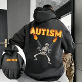 Autumn and Winter Casual Loose  Printed Sweater Hoodie autism skeleton Print Fashion Summe Men's Oversized Y2K