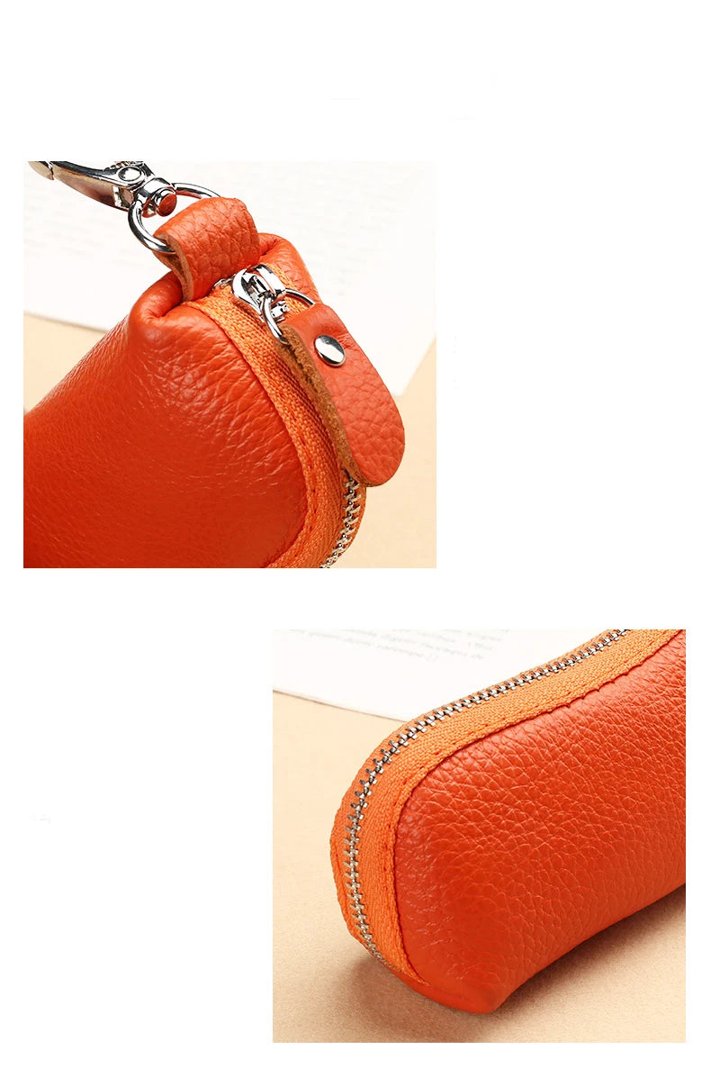 EDC Keychain for Women Genuine Leather Key Box for Car Keys Holder Case Mini  Pocket Card Wallet Coin Pouch Women's Purses