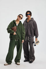 New Autumn and Winter Cashmere Zip Up Jacket Streetwear Casual Oversized Acid Washed Wax Printed Hooded Fleece Zipper Hoodie