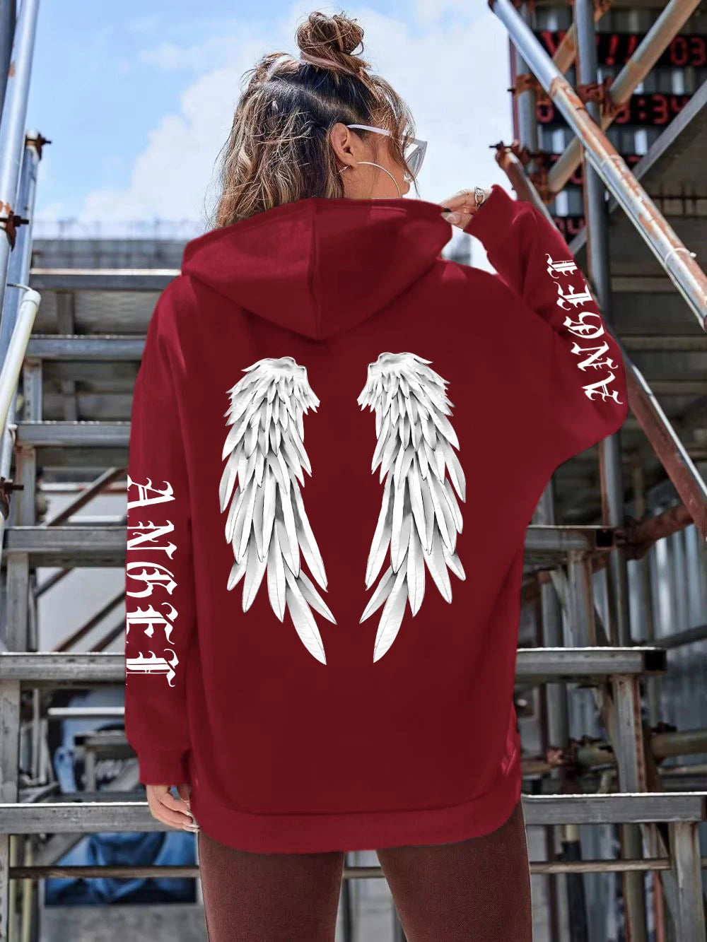 Angel Wings Oversized Graphic Hoodie
