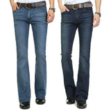 Male Bell Bottom Denim Trousers Slim Black Boot Cut Jeans Men's Clothing Casual Business Flares Pants