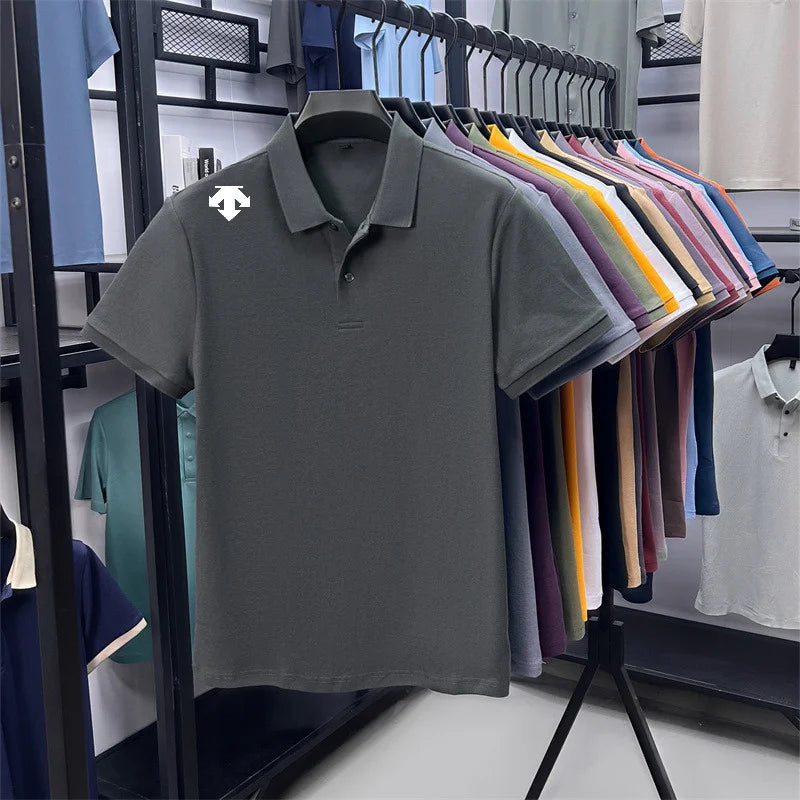 Men's Luxury Cotton Polo | Geometric Print Summer Shirt