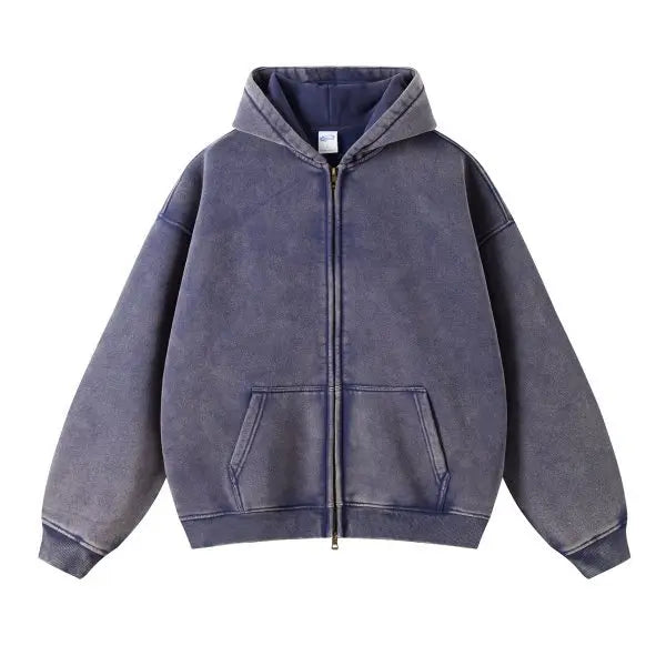 Men’s Vintage Wash Relaxed Zip-Up Hoodie