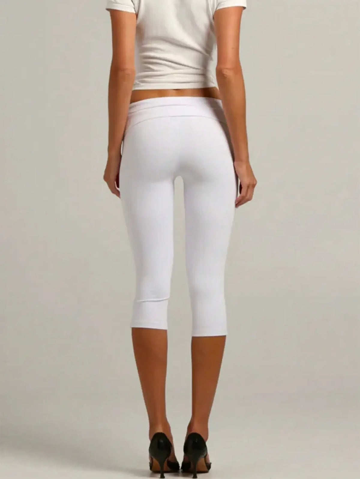 Women's Y2K Low-Rise Capri Leggings | Fold-Over Waistband
