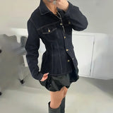 Y2K Vintage Patchwork Denim Jacket – Retro Streetwear Long-Sleeve Coat