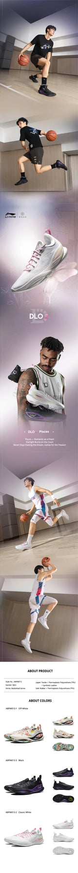Li-Ning Men's Wade DLO 2 On Court Basketball Shoes BOOM Cushion Stable Support Lightweight LiNing Durable Sports Shoes ABPW013