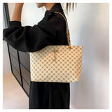 Durable PU Leather Shoulder Bags Large Capacity Printing Shopping Bag Handbags Women