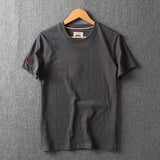 Summer New American Retro Short-sleeved O-neck Solid Color T-shirt Men's Fashion Simple 100% Cotton Washed Casual Sport Tops
