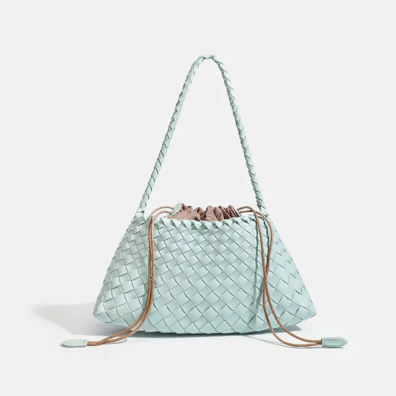 High End Fashion Handbag Messenger Bag with Large Inner Pocket, Popular Pure Hand Woven Bag for Women Tote Shoulder Underarm Bag