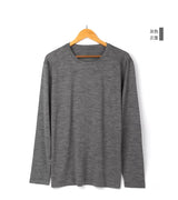 Men's 100% Merino Wool Thermal Long Sleeve T-Shirt Base Layer Breathable Wicking Anti-Odor Underwear for Outdoor Activities