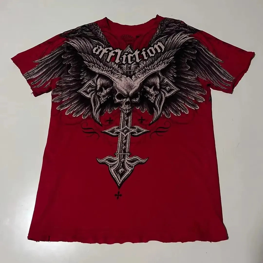 Y2K Grunge Oversized Skull Graphic Tee
