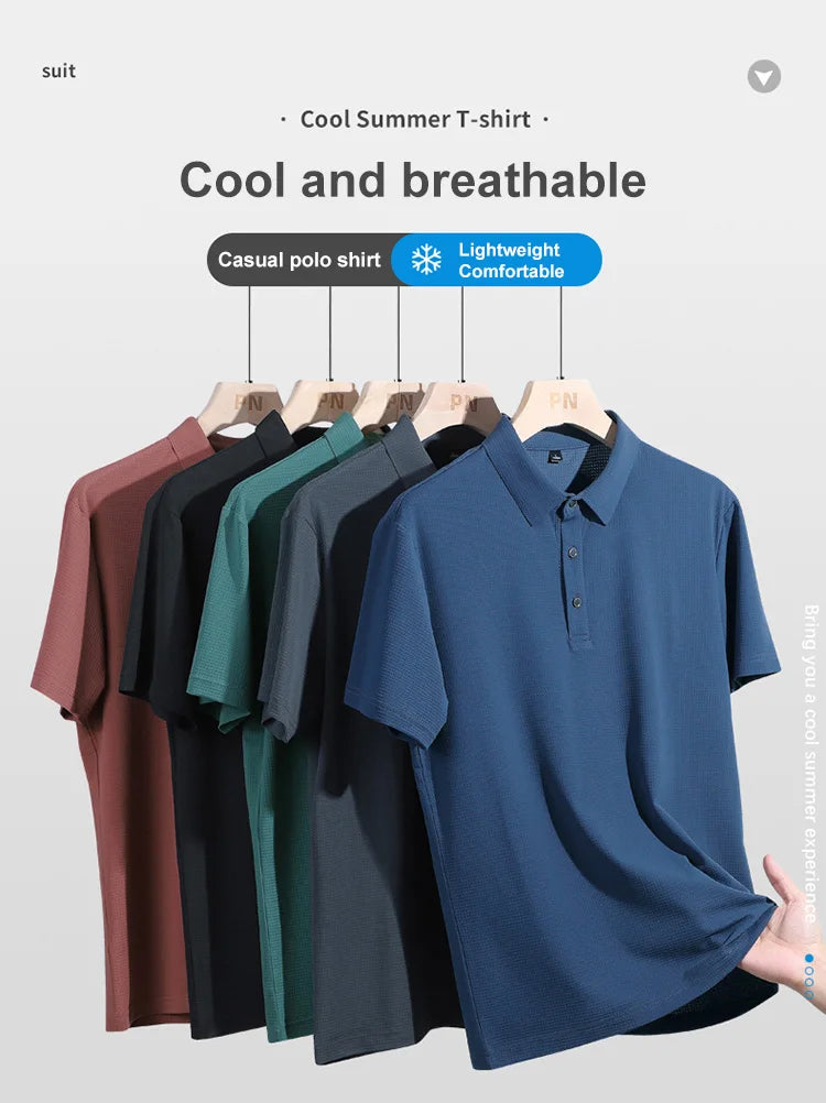 Men's Breathable Mesh Polo Shirt – Ice Silk Summer Top