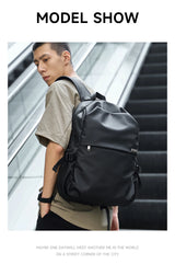 Septwolves Black Large Lapacity 16 Inch Laptop Backpack Man Women Leisure Business Waterproof PVC Leather School Bag Rucksack