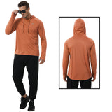 Summer Men's Long Sleeve UPF 50+ Hoodie T-Shirts, Rash Guard Quick Dry T-shirt Outdoor Sport Running Pullover