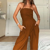 Floral Strapless Vest & Straight-Leg Trouser Set