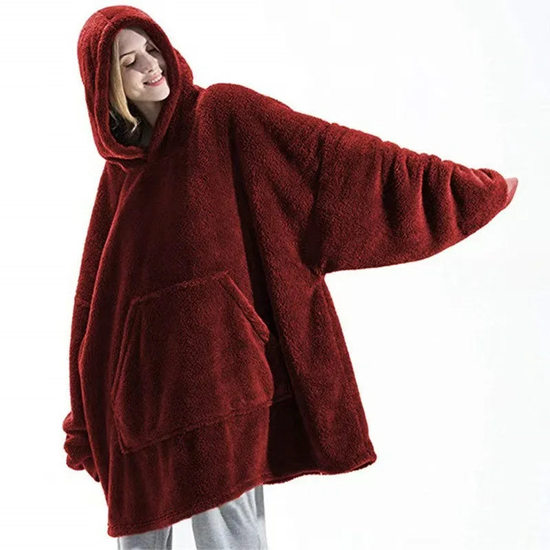 Oversized Fleece Hooded Blanket Sweatshirt