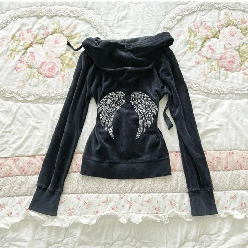Pink leopard print hooded zipper long-sleeve sweatshirt for spring and autumn comfortable slim fit fashionable street wear 2000s