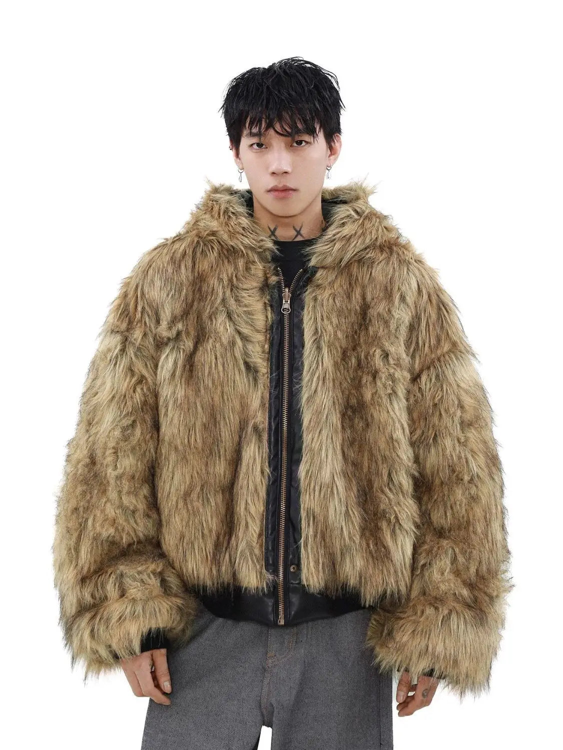 Men's Hooded Faux Fur Winter Jacket
