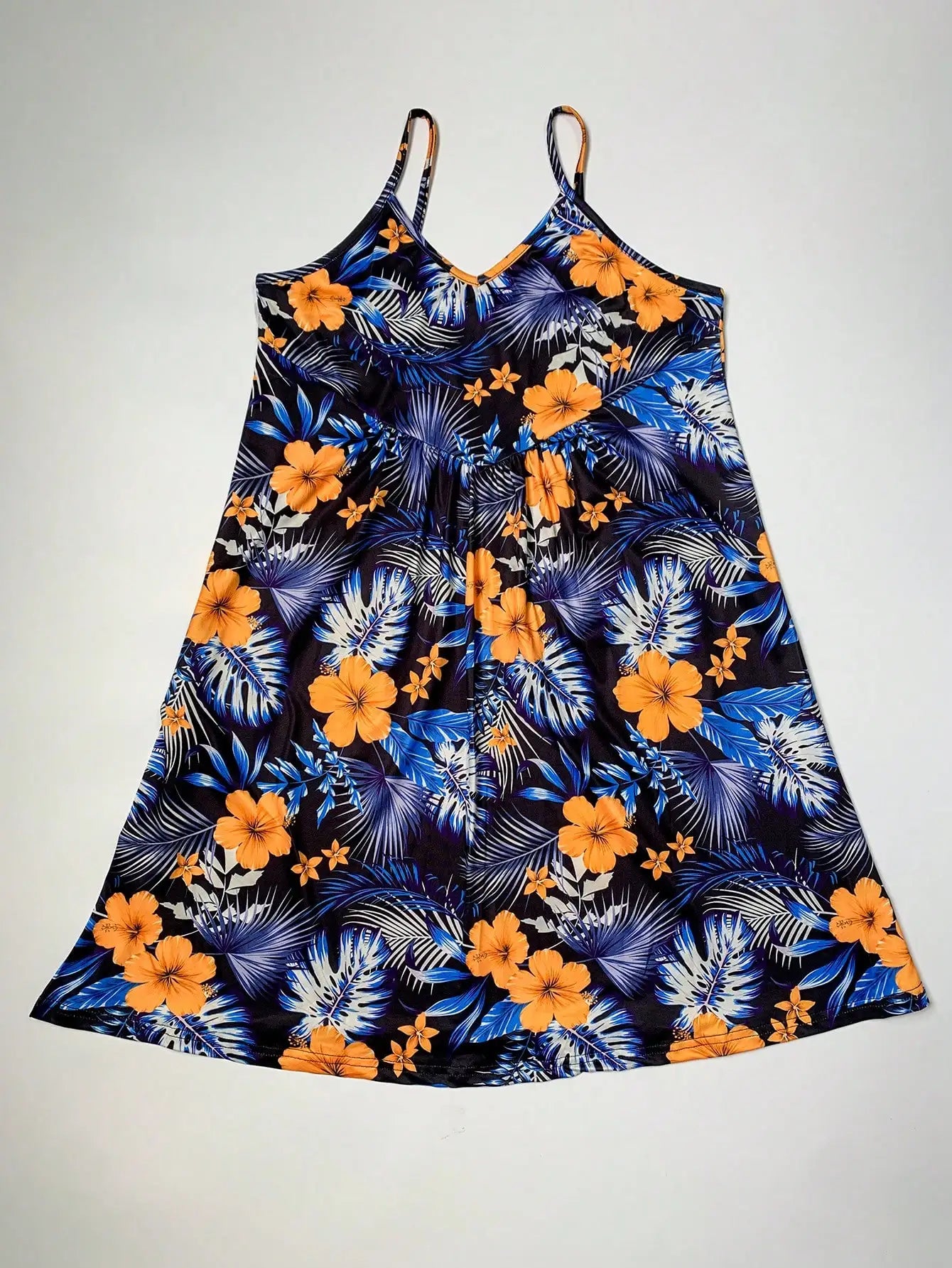 Tropical Print V-Neck Summer Maxi Dress