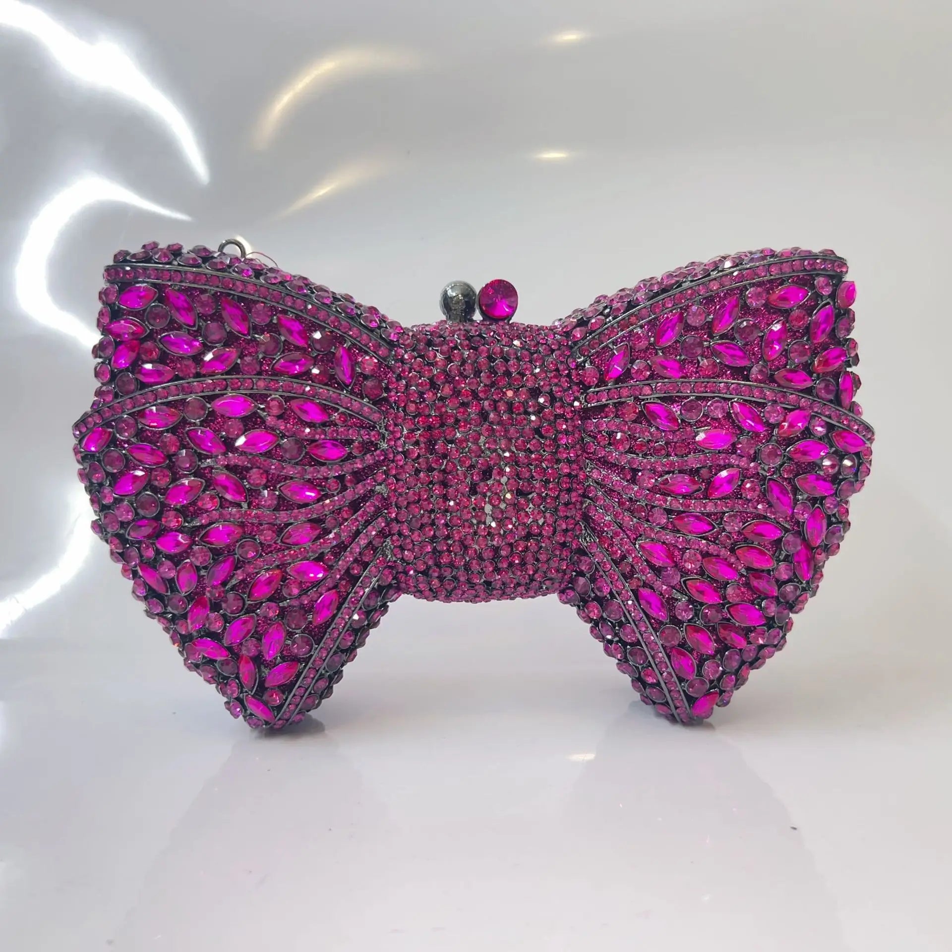 Elegant Rhinestone Bowtie Evening Bag Fashionable Luxurious Banquet Crystal Clutch Personalized Handbag Unique Diamond Party Bag