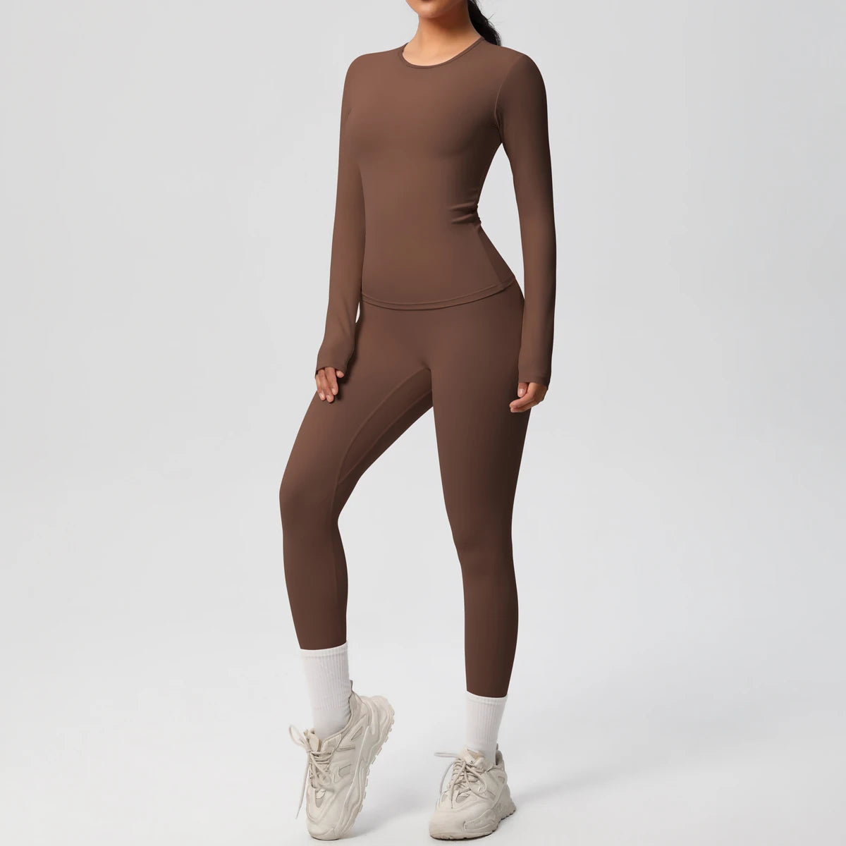 2 PCS Sportswear Yoga Set Gym Clothes Yoga Suits For Women Fitness Set Tracksuits Sports Long Sleeve Crop Top Gym Leggings