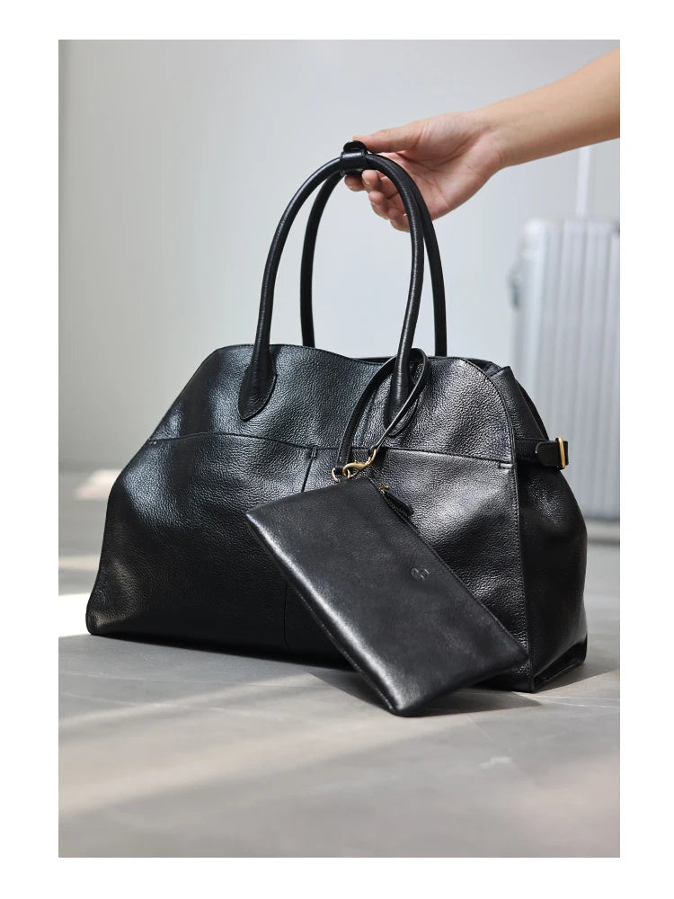Women's Vegetable-Tanned Cowhide Leather Tote Bag