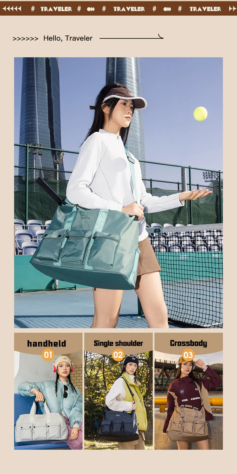 Flower Princess Traveler's Short Distance Travel Bag Crossbody Large Capacity Multi Layer Fashion Luggage Bag for Men and Women