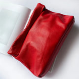 Personality roll-edge leather bag  lazy casual leather soft bag  Phone Women High Quality holding red large bag luxury designer